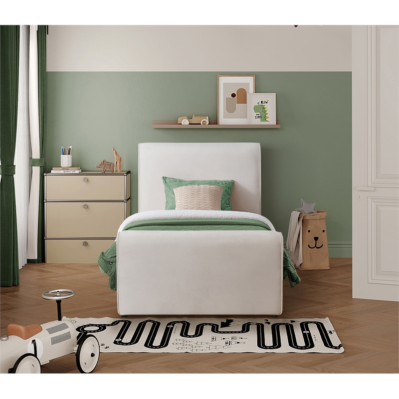 Meridian Furniture Sloan Cream Velvet Twin Bed