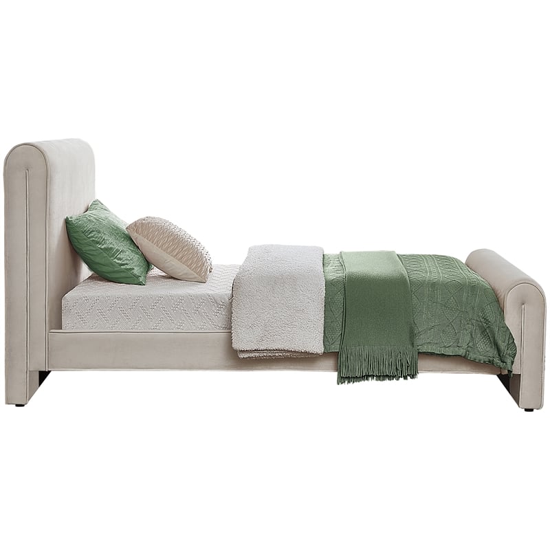 Meridian Furniture Sloan Cream Velvet Twin Bed
