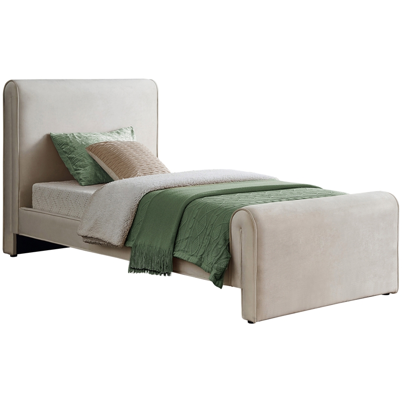 Meridian Furniture Sloan Cream Velvet Twin Bed