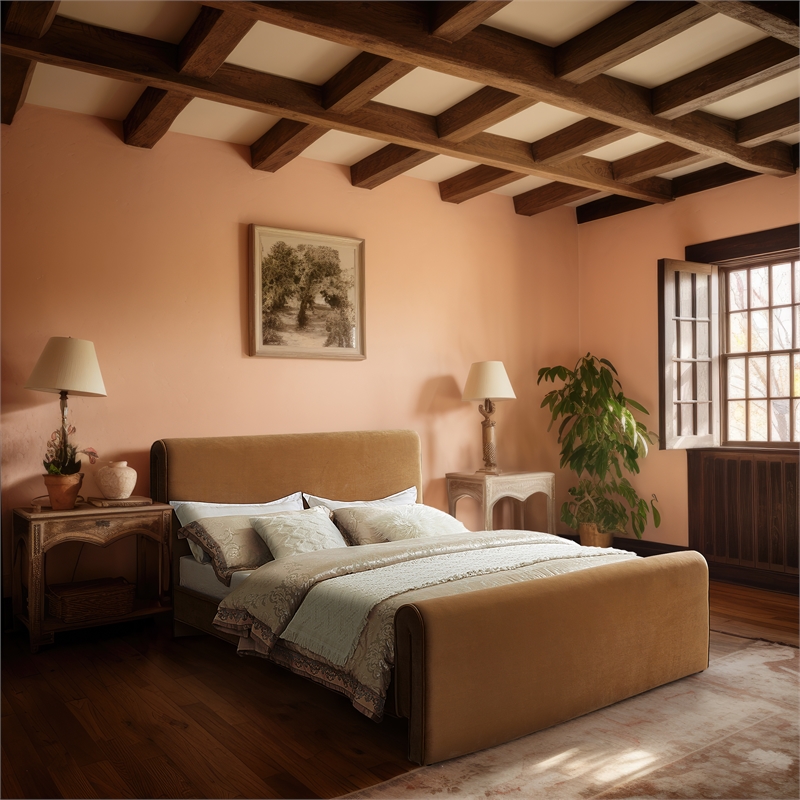 Meridian Furniture Sloan Saddle Velvet King Bed