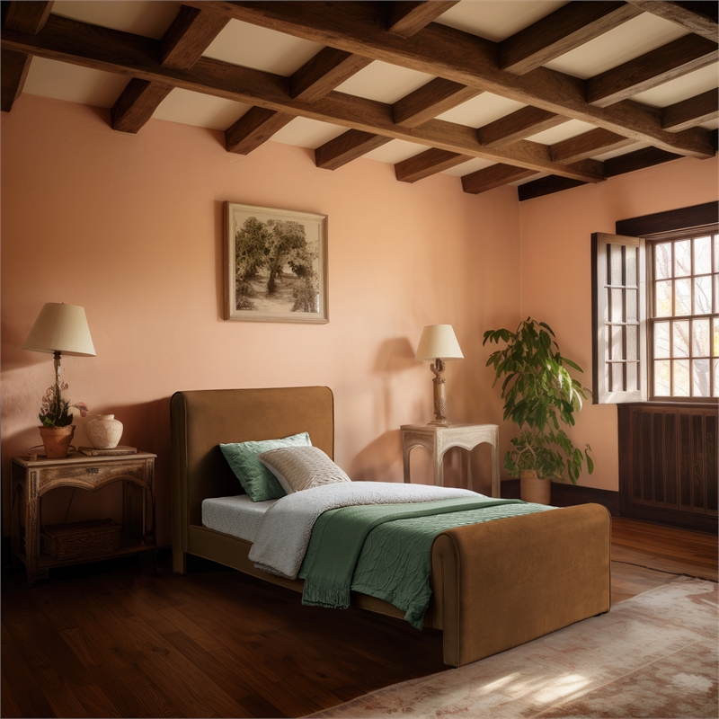 Meridian Furniture Sloan Saddle Velvet Twin Bed | Cymax Business