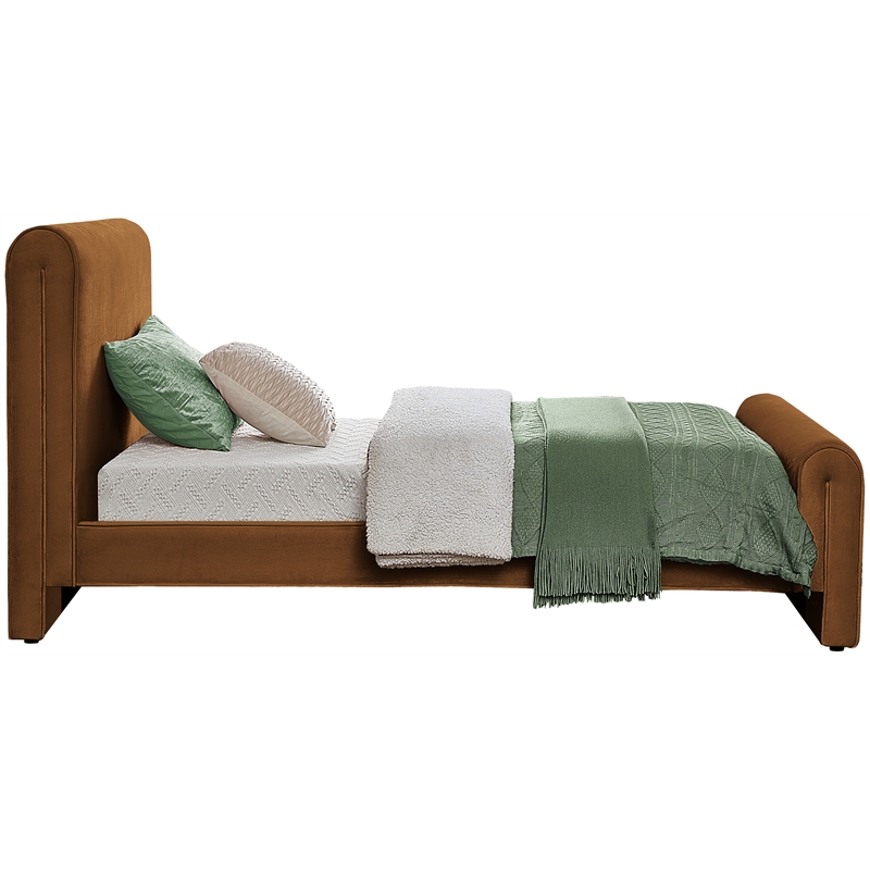 Meridian Furniture Sloan Saddle Velvet Twin Bed | Cymax Business