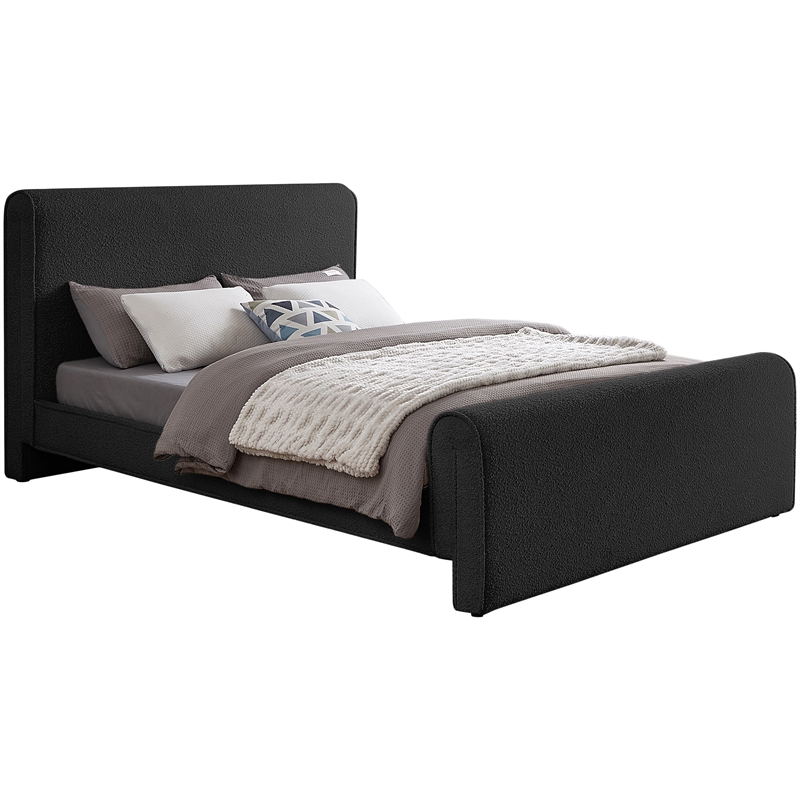 Meridian Furniture Stylus Black Boucle Fabric Full Bed
