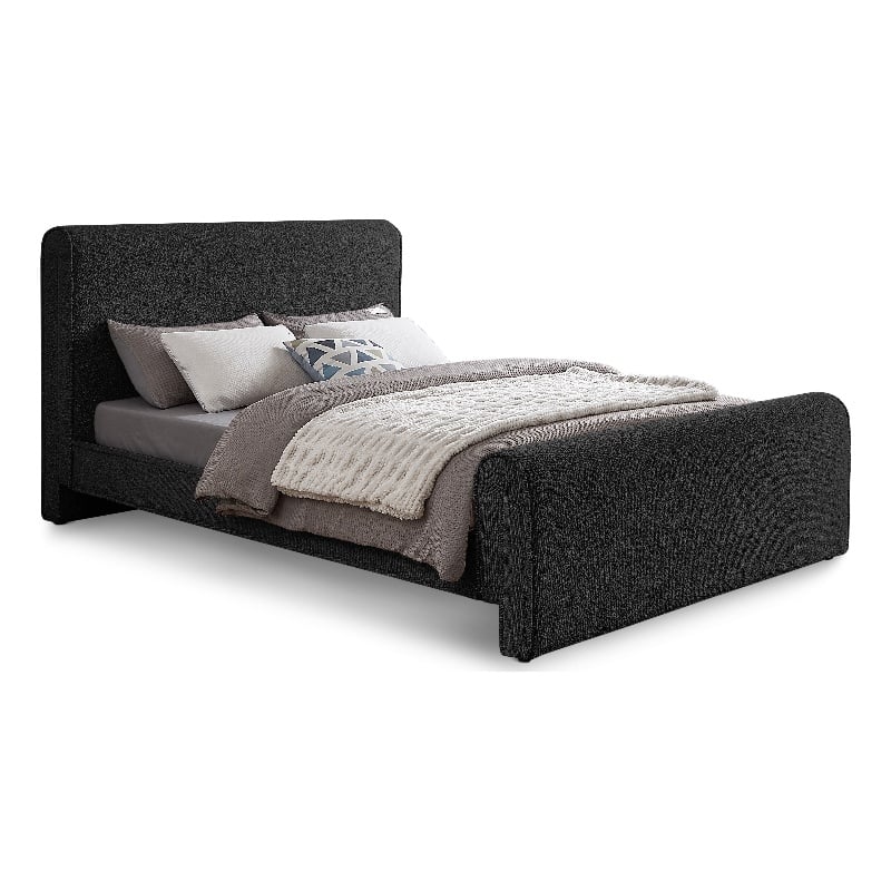 Meridian Furniture Stylus Black Boucle Fabric Full Bed