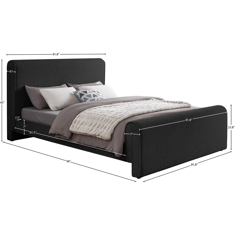Meridian Furniture Stylus Black Boucle Fabric King Bed