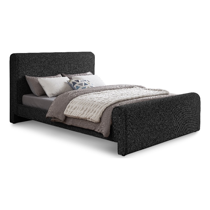 Meridian Furniture Stylus Black Boucle Fabric King Bed