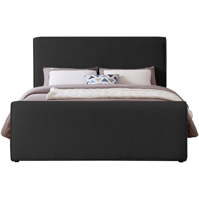 Meridian Furniture Stylus Black Boucle Fabric Queen Bed