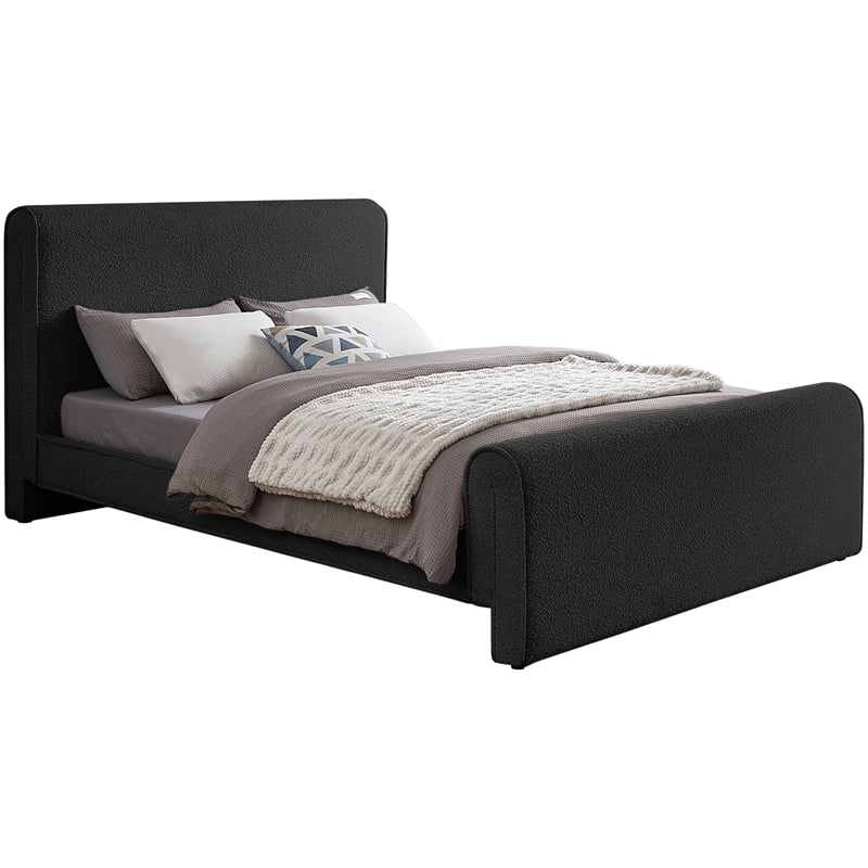 Meridian Furniture Stylus Black Boucle Fabric Queen Bed