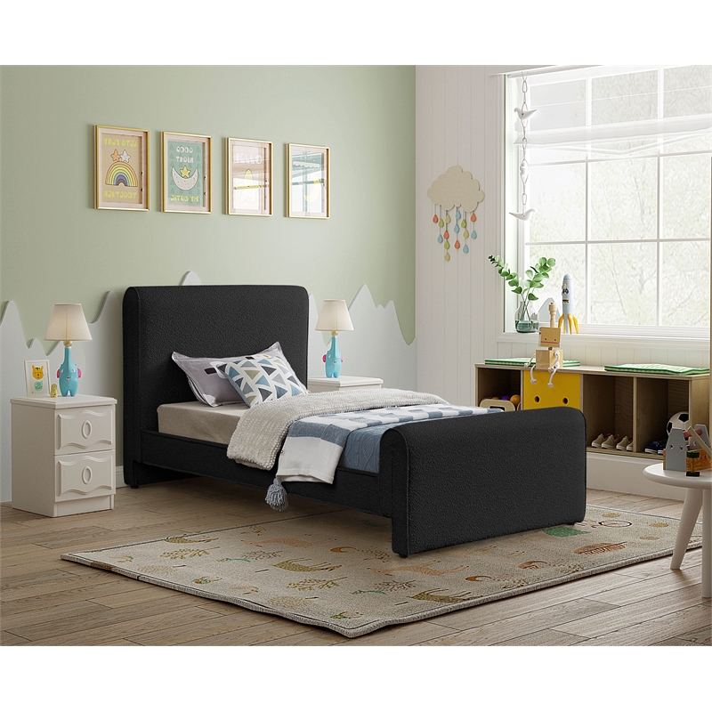 Meridian Furniture Stylus Black Boucle Fabric Twin Bed