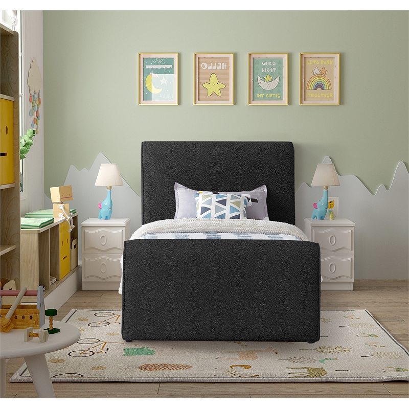 Meridian Furniture Stylus Black Boucle Fabric Twin Bed