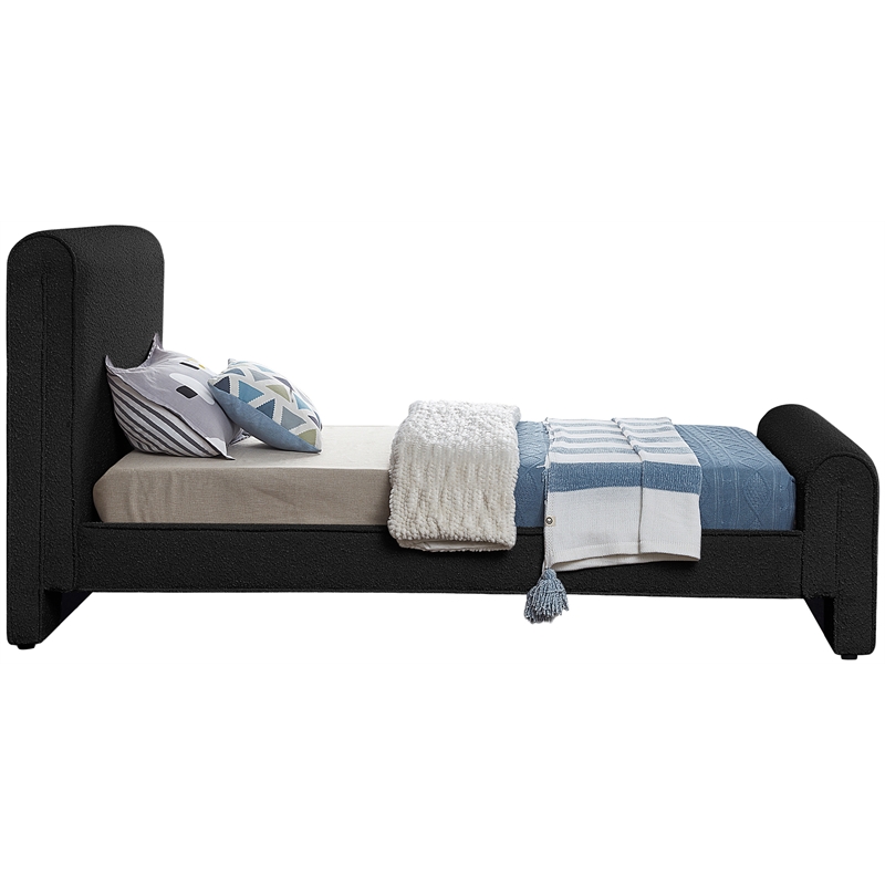 Meridian Furniture Stylus Black Boucle Fabric Twin Bed