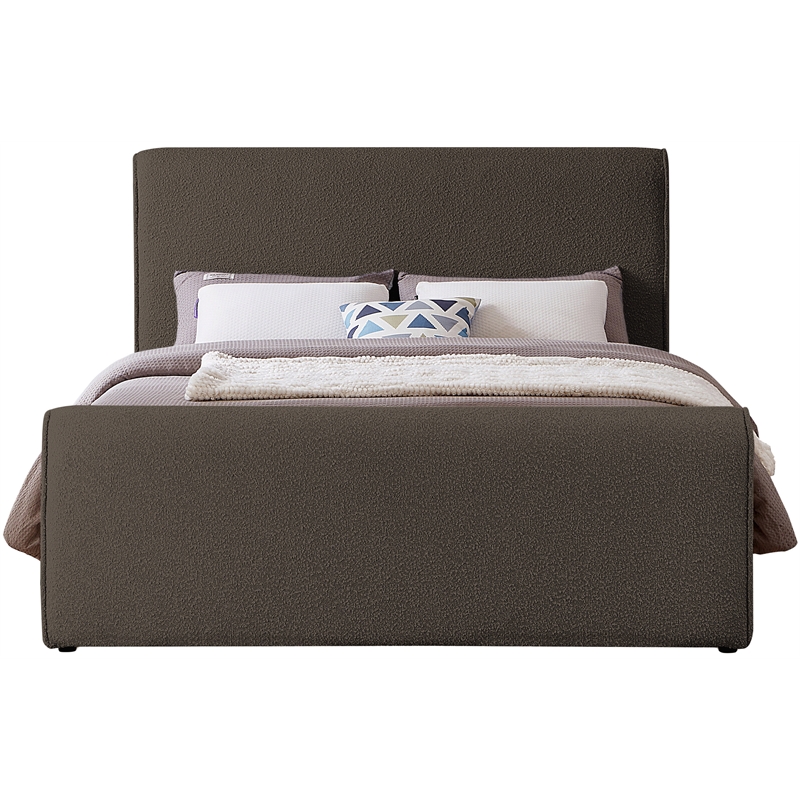 Meridian Furniture Stylus Brown Boucle Fabric Full Bed