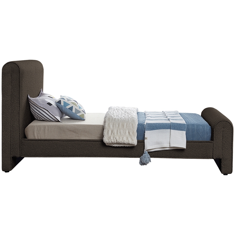 Meridian Furniture Stylus Brown Boucle Fabric Twin Bed