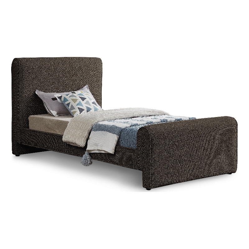 Meridian Furniture Stylus Brown Boucle Fabric Twin Bed
