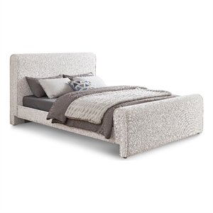 Meridian Furniture Stylus Cream Boucle Fabric King Bed