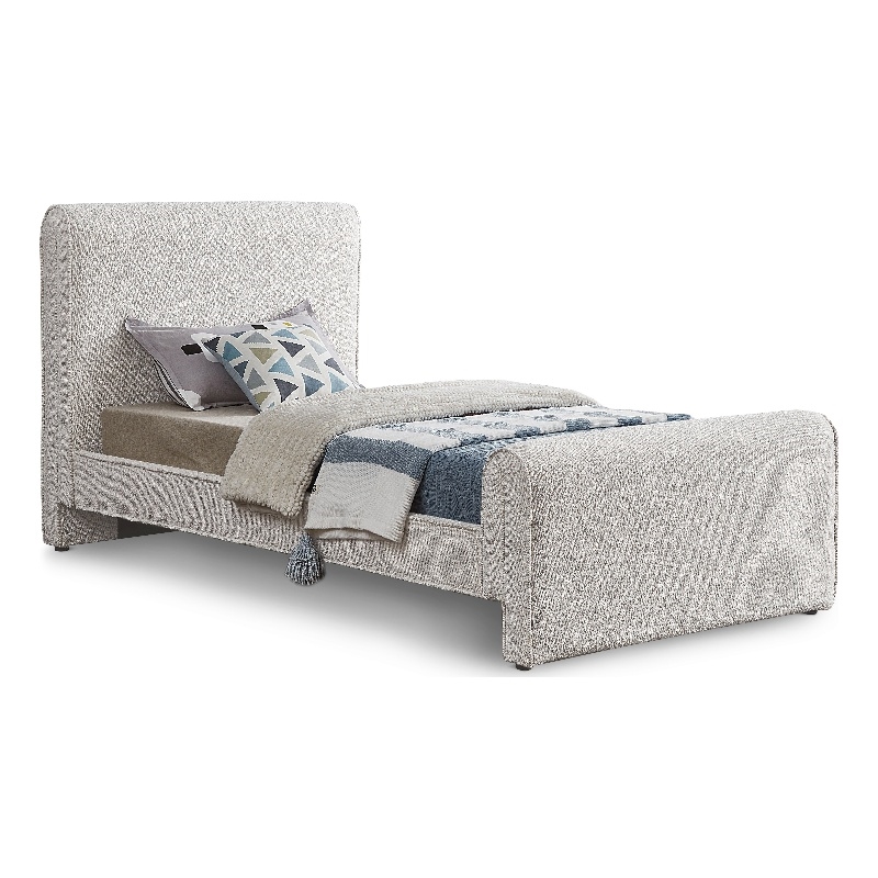 Meridian Furniture Stylus Cream Boucle Fabric Twin Bed