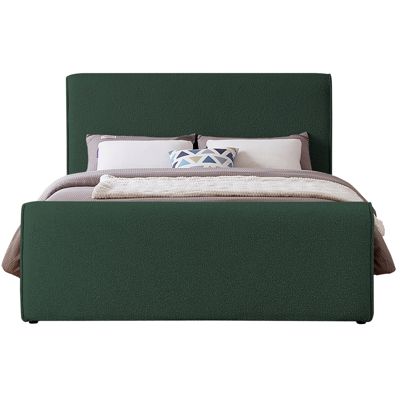 Meridian Furniture Stylus Green Boucle Fabric Full Bed