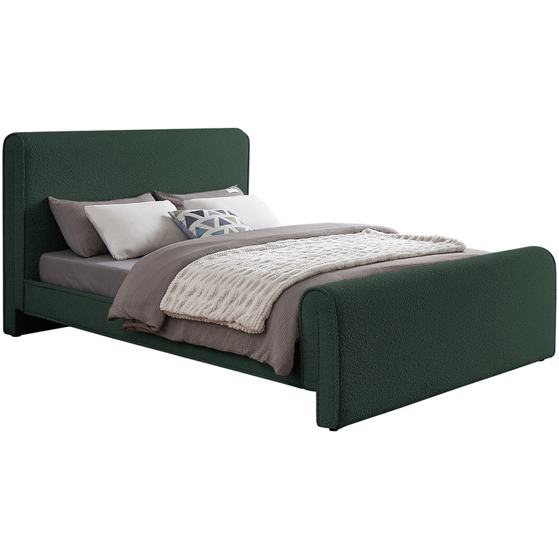 Meridian Furniture Stylus Green Boucle Fabric Full Bed