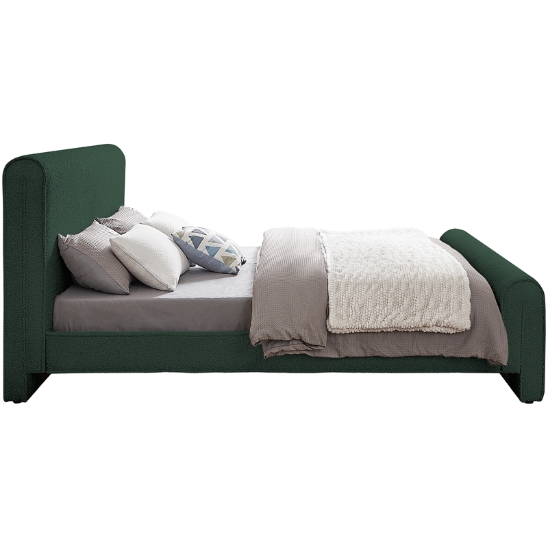 Meridian Furniture Stylus Green Boucle Fabric King Bed
