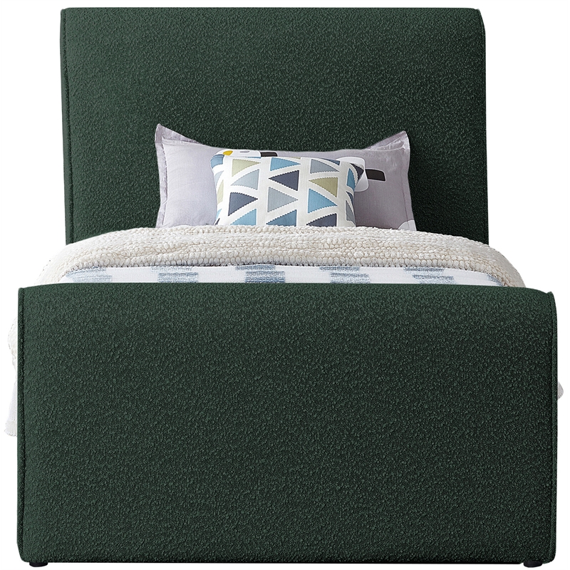 Meridian Furniture Stylus Green Boucle Fabric Twin Bed