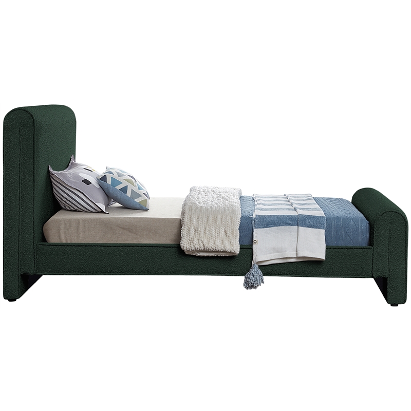 Meridian Furniture Stylus Green Boucle Fabric Twin Bed