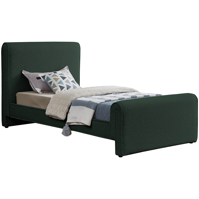 Meridian Furniture Stylus Green Boucle Fabric Twin Bed