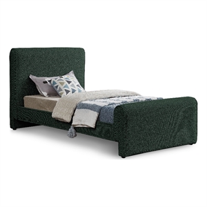 Meridian Furniture Stylus Green Boucle Fabric Twin Bed