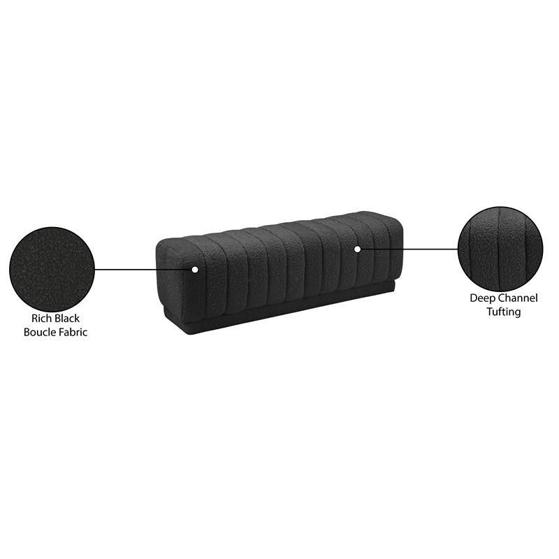 Meridian Furniture Heathrow Black Ottoman/Bench
