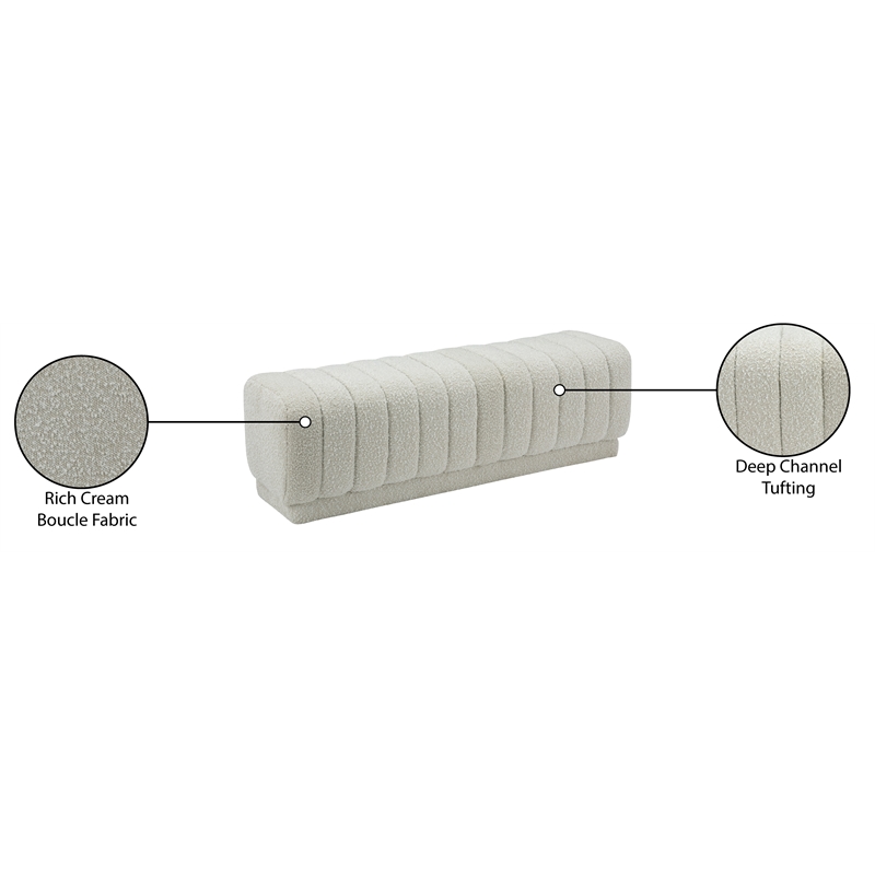 Meridian Furniture Heathrow Cream Ottoman/Bench