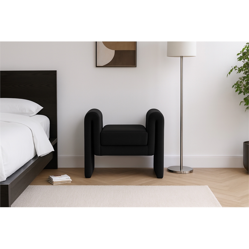 Meridian Furniture Stylus Black Velvet Bench