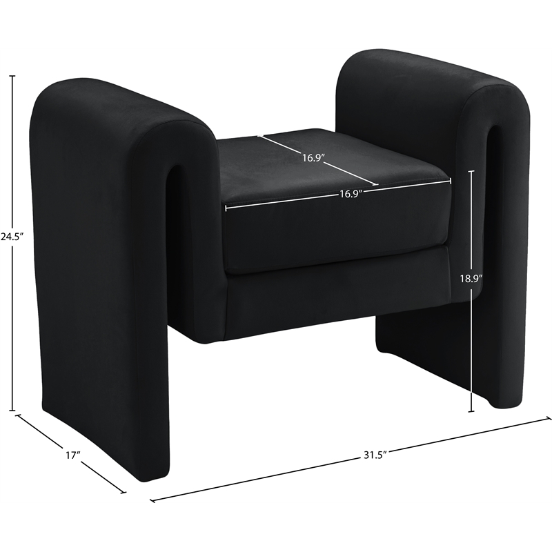 Meridian Furniture Stylus Black Velvet Bench