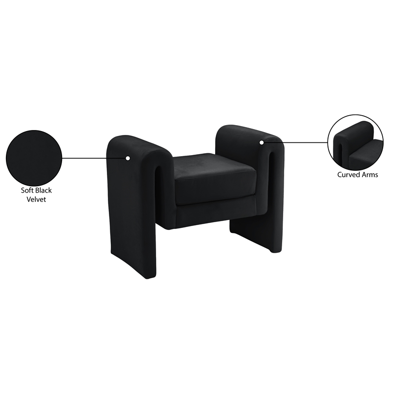 Meridian Furniture Stylus Black Velvet Bench