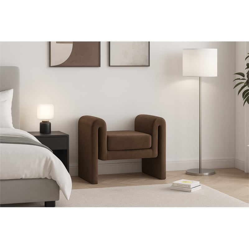 Meridian Furniture Stylus Brown Velvet Bench
