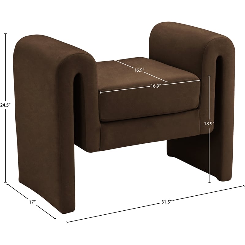 Meridian Furniture Stylus Brown Velvet Bench