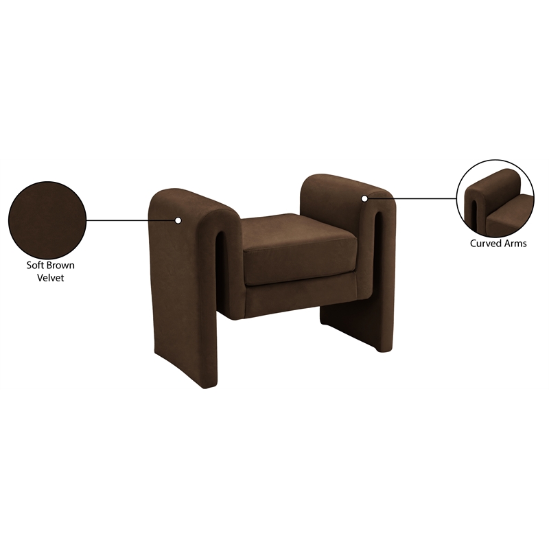 Meridian Furniture Stylus Brown Velvet Bench