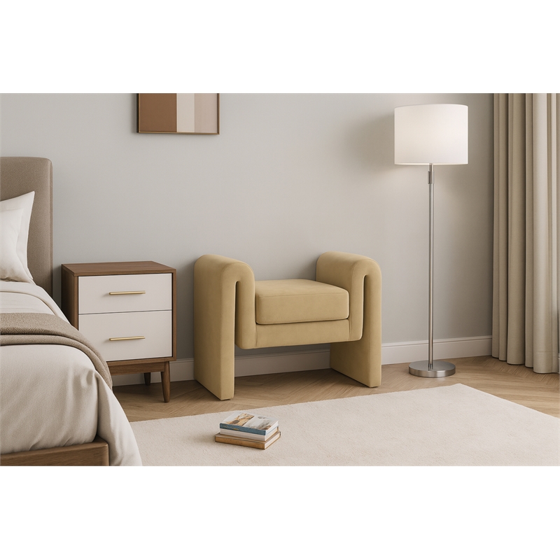 Meridian Furniture Stylus Camel Velvet Bench