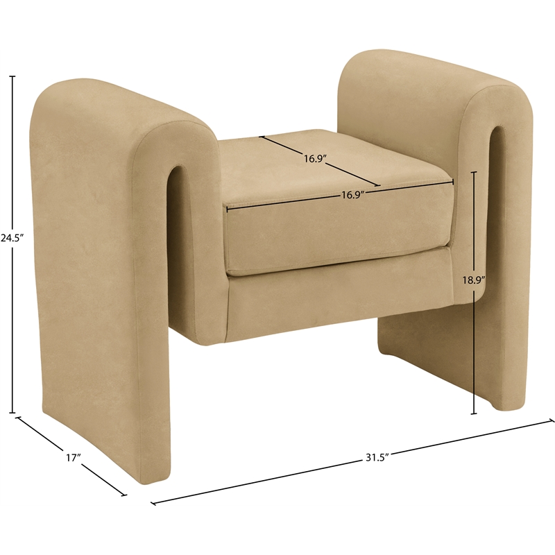 Meridian Furniture Stylus Camel Velvet Bench