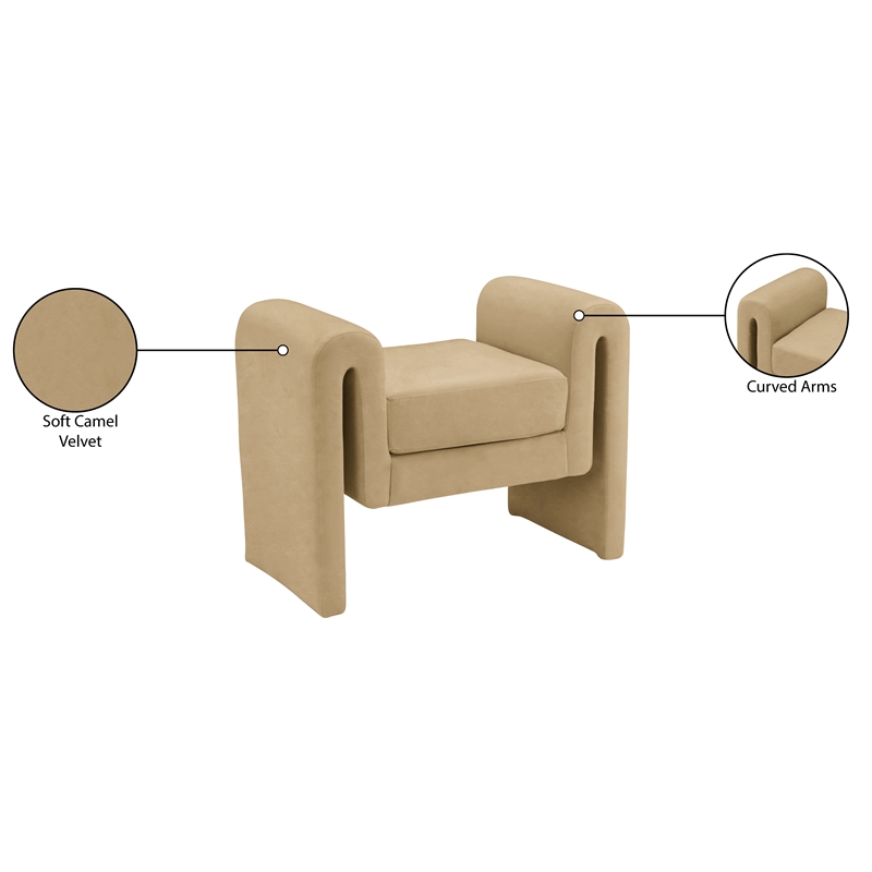 Meridian Furniture Stylus Camel Velvet Bench