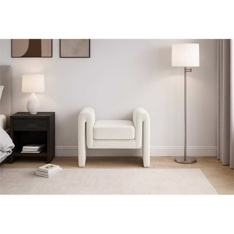 Meridian Furniture Stylus Cream Velvet Bench