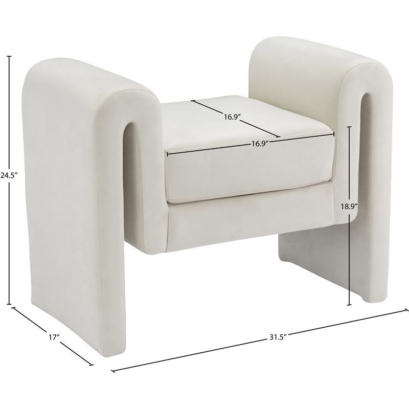 Meridian Furniture Stylus Cream Velvet Bench
