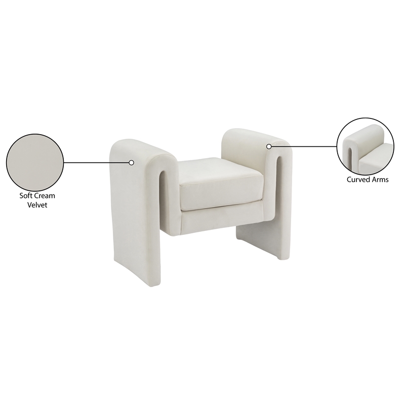 Meridian Furniture Stylus Cream Velvet Bench
