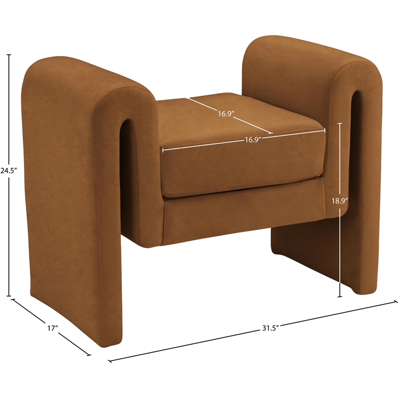 Meridian Furniture Stylus Saddle Velvet Bench