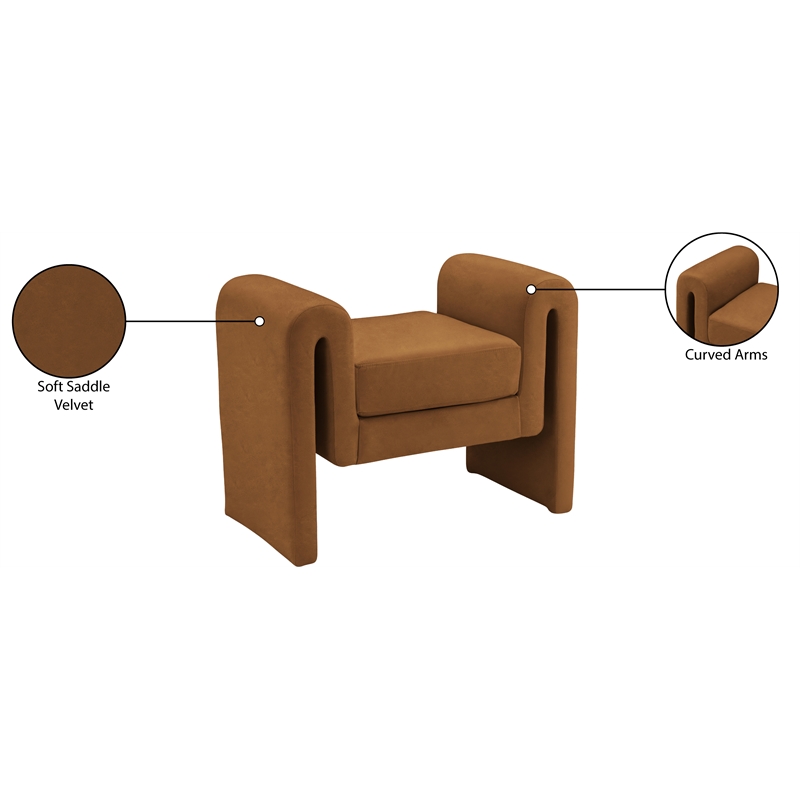 Meridian Furniture Stylus Saddle Velvet Bench