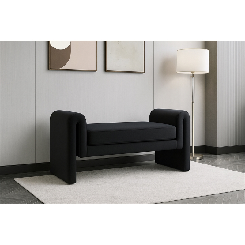 Meridian Furniture Stylus Black Velvet Bench