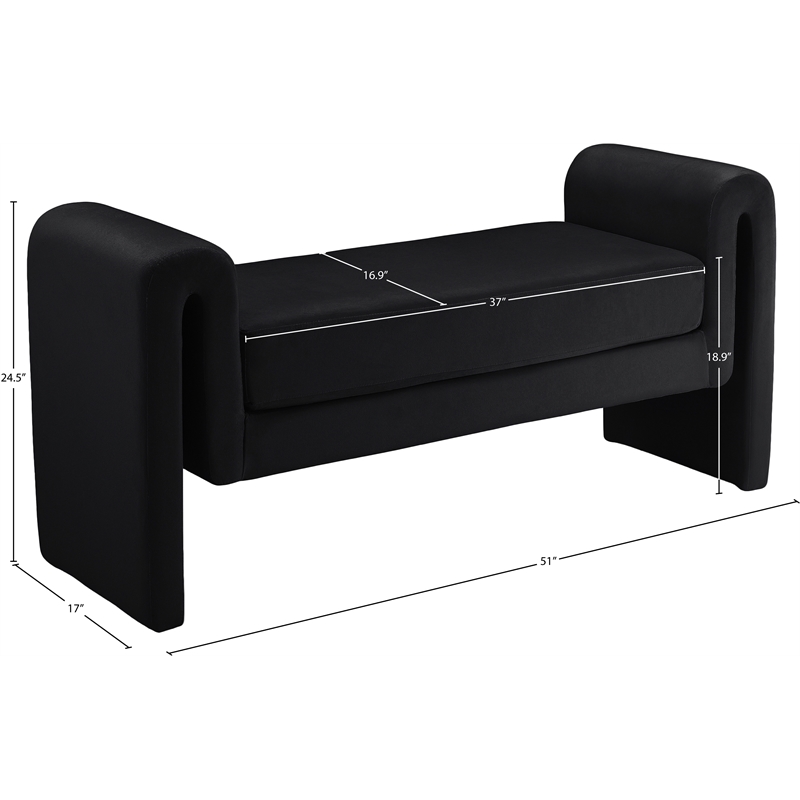 Meridian Furniture Stylus Black Velvet Bench