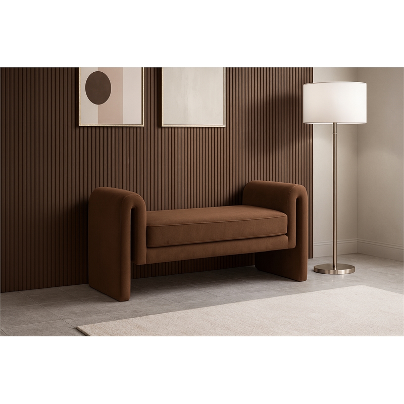 Meridian Furniture Stylus Brown Velvet Bench