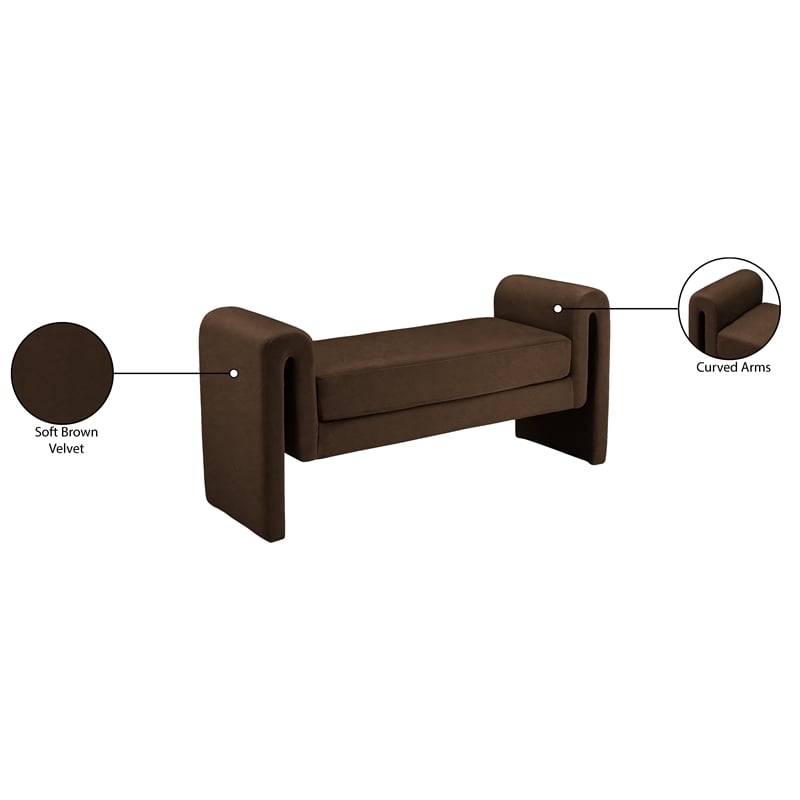 Meridian Furniture Stylus Brown Velvet Bench