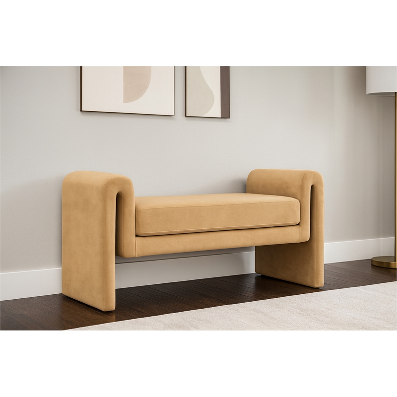 Meridian Furniture Stylus Camel Velvet Bench