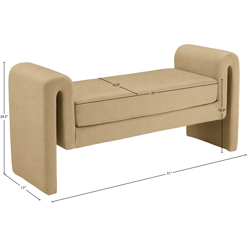 Meridian Furniture Stylus Camel Velvet Bench