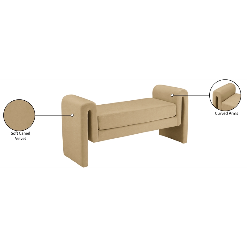 Meridian Furniture Stylus Camel Velvet Bench